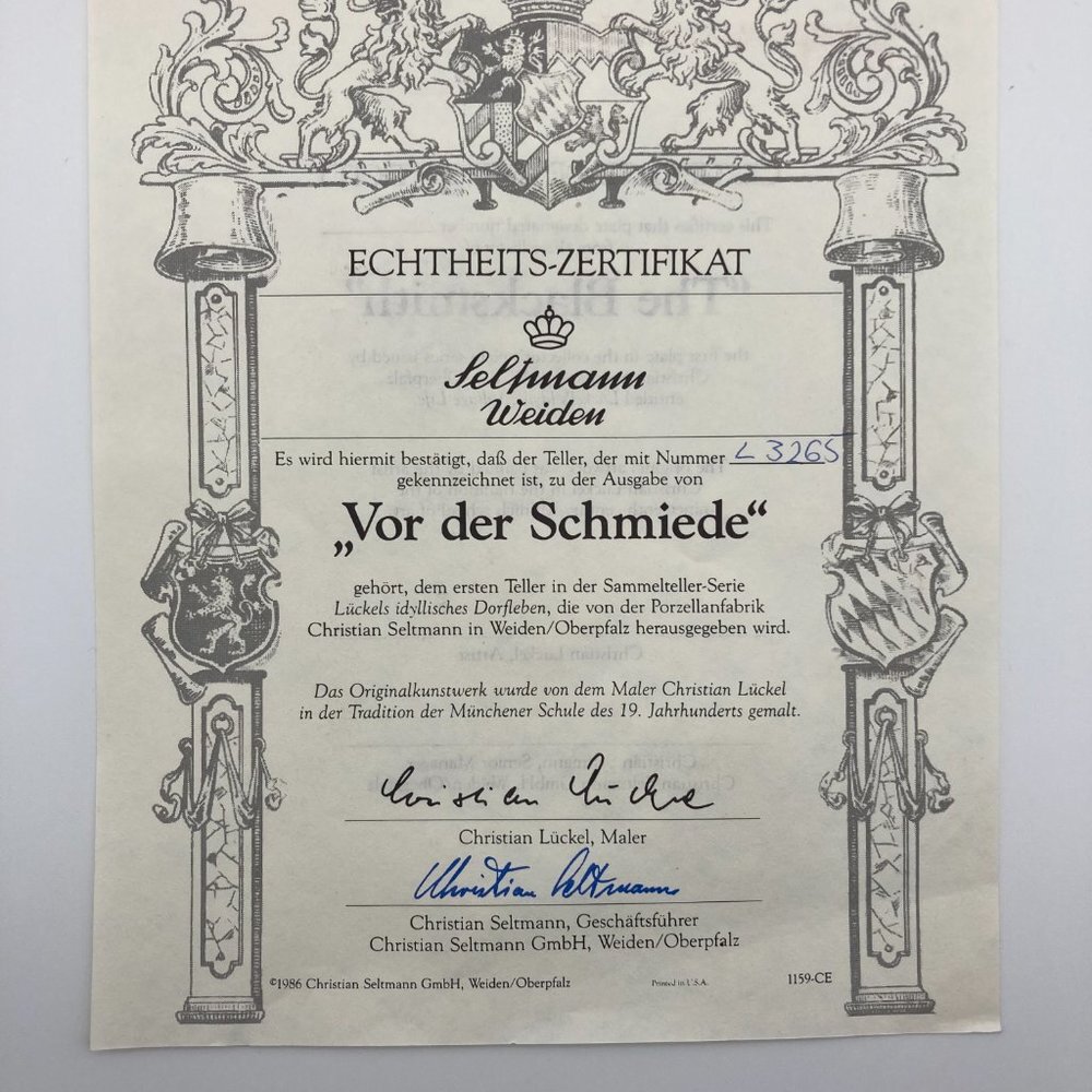 Von Christian Luckel Vor der Schmiede Bradford Exchange The Blacksmith Plate - Picture 5 of 6